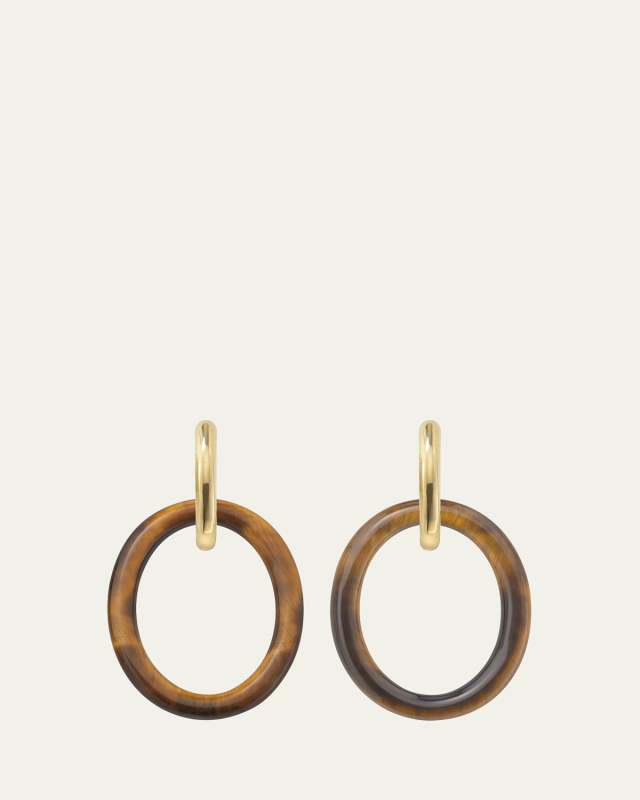 18K Yellow Gold Small Mama Tigers Eye Earrings